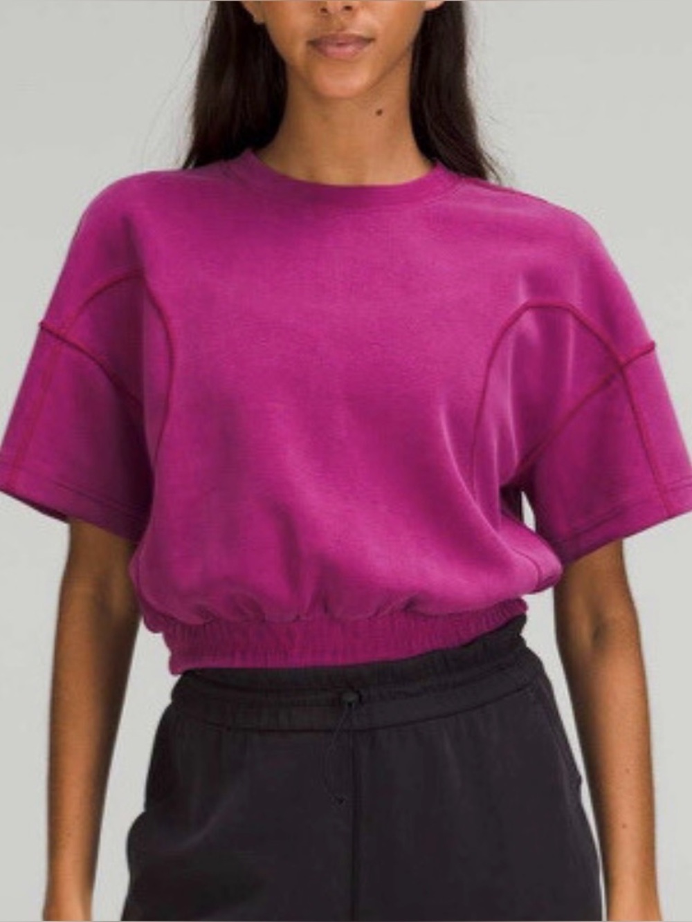Lululemon Sofstreme Magenta Cropped Gathered Top